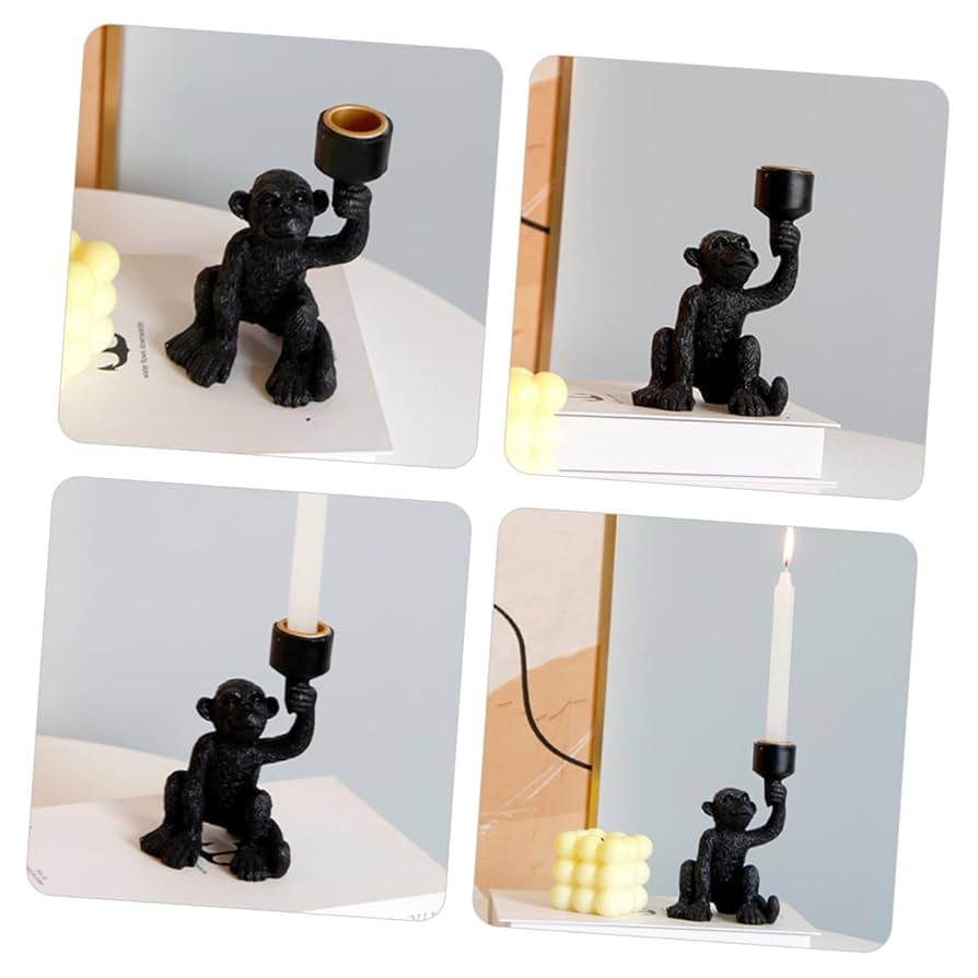 Amazon｜Yardenfun キャンドルホルダー像 猿型 樹脂製 柱型